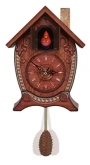 Traditional Chalet Style Singing Cardinal Tabletop Wall Sound Cuckoo Clock 17...