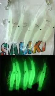 2 Pack Sabiki 5 Shrimp Rigs Glow in the dark Baits Fishing Lures Catch Sz20 Hook