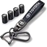 for Toyota Keychain with Tire Valve Caps, Car Key Ring and Valve Stem Caps for Toyota Avalon Camry Prius Avalon Corolla RAV4 Highlander, Black