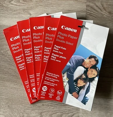 Lot of 5 Canon Photo Paper SemiGloss 5" x 7" Double Sided 50 sheets total
