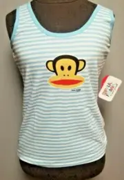 Paul Frank Blue Stripe Monkey Tank Top Official Licensed New Tags Size Large