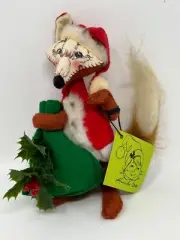 NWT 1981 Annalee Posable Christmas Foxy Santa w Bag & Holly Mobilitee Doll 7"