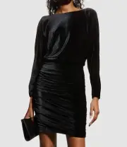 $245 Aidan by Aidan Mattox Women's Black Velvet Boat Neck Bodycon Dress Size 8