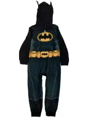 DC Comics Boys Black Fleece Hoodie Batman Union Suit Sleeper Pajamas