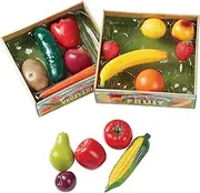 Melissa & Doug Play-Time Produce Fruit (9 pcs) and Vegetables (7 pcs) Realistic Play Food