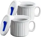 Corningware 2-Pack 20Oz Ceramic Meal Mugs with Bpa-Free Vented Lids, French Whit