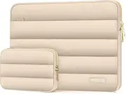 [MOSISO] 15-15.6 inch Laptop Case, 16 inch Puffy Laptop Sleeve Compatible with MacBook Pro 16, HP Dell ASUS Acer Toshiba Lenovo Notebook Computer, Polyester Horizontal Bag with Small Case, Apricot