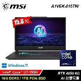 【MSI 微星】Cyborg 15 AI A1VEK-015TW 15.6吋 U7 RTX4050 電競筆電