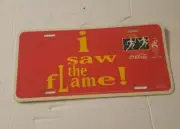 1996 COCA COLA I SAW THE FLAME OLYMPIC TORCH RELAY LICENSE PLATE
