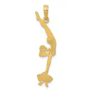 14K Yellow Gold Solid Polished Gymnast Pendant