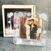 Vintage Arcadia Square Picture Frame, 5x5 Photo Size Frosted Crystal Frame NEW!!