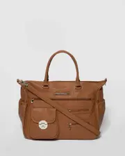 Tan Zip Pocket Baby Bag