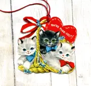 Hang Tags RETRO YOU'RE PURR-FECT KITTY CATS BASKET VALENTINE TAGS #223 Gift Tags