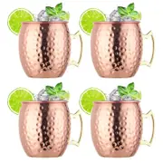 Nevenka 500ml Stainless Steel Moscow Mule Mugs Set of 4 Hammered Cups-RoseGold