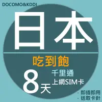 在飛比找PChome24h購物優惠-千里通日本上網卡8日 無限高速上網吃到飽