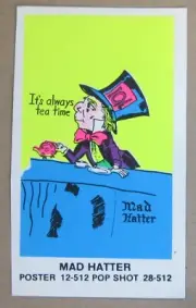 Vintage MAD HATTER Peel-Off STICKER 12-512 Pop Shot 28-512 ALICE IN WONDERLAND
