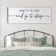 Give It To God And Go To Sleep Wall Art 40''×15'' Framed Natural Wood Inspi