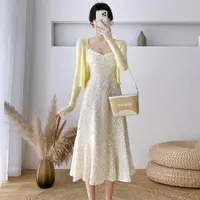 在飛比找ETMall東森購物網優惠-夏季法式雪紡吊帶兩件套裝長裙
