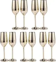 Binxind 10Pcs Shatterproof Stainless Champagne Glasses Brushed Gold Wedding Toasting Champagne Flutes Drink Cup
