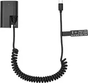LP-E6 Dummy Battery USB-C Coupler Adapter DR-E6 Dummy Battery Coupler with USB Type-C Spring Power Cable Replacement for Canon EOS R R5 R6 90D 80D 70D 60D 60Da 5D Mark II III IV 6D Mark II 7D