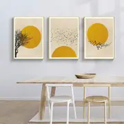 Flock Of Birds Sun Silhouette 3 sets Canvas Wall Art
