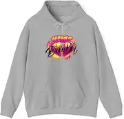 [X.Style] Airbrush Pink Swirls Heart Breaker 90s Y2K Throwback Hoodie for Adults Hooded Neck Long Sleeve Pullover Grey XL