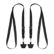 2Pcs Smart Phone Lanyard with 2 Patches, Black (73-50cm)