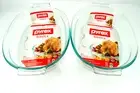 New Set of 2 Pyrex Basics Glass 2 Qt. Oval Roasters 10.6" x 8" x 2.6"