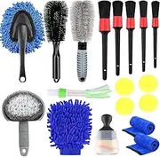 Car Detailing Kit,Car Cleaning Kit Includes Car Wash Brush,Detailing Brush,Wheel Cleaner Brush,Car Wash Kit for Interior, Exterior, Wheels