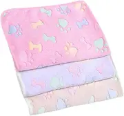 Happyyami 3pcs Pet Throw Blankets Washable Flannel Sleep Mat for Dogs and Cats Warm Animal Liners for Beds Sofas and Travel