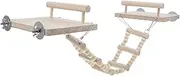 Abaodam 1 Set Wooden Parrot Platform with Ladder Wear Resistant Bird Stand for Cage for Budgies Cockatoos and Macaws Helps Develop Coordination and Balance Skills
