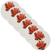 6x Splosh Home Sweet Home 11cm Rust Floral Round Ceramic Coaster Table Protector