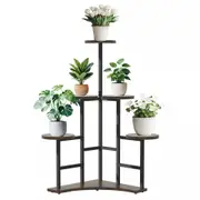 Fin Attractive Tall Corner Plant Stand For Living Room Balcony Garden Rustic Brown