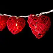Red Heart Cane Wicker Rattan String LED xmas fairy light wedding church - mains powered