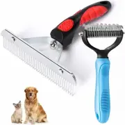 Long Tooth Undercoat Rake, Deshedding Tool Set - Pet Grooming Brushes for Mid...