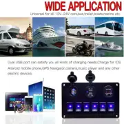 12V Switch Panel On-Off Toggle Dual Socket USB 6 Gang Car Boat Marine Voltmeter (for: Daihatsu)