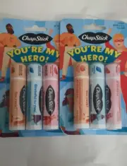 2 Packs Of 3 ChapStick Skin Protectant Lip Balm You're my Hero! Peach Watermelon