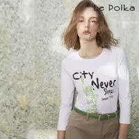 在飛比找momo購物網優惠-【Le Polka】自由女神印花七分袖棉T-女