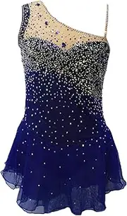 [Zagitova] Ice Figure Skating Dress for Girls Sleeveless Patchwork Women Competition Dance Outfits with Shiny Rhinestone