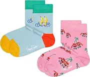 [HAPPY FEET] Happy Socks 2-Pack Kids Fruit Mates Socks, Light Blue, Light Blue, 12-24 Months