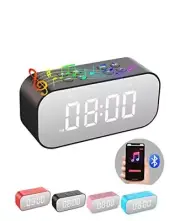 Alarm Clock for Bedrooms,Digital Clock with Bluetooth Speaker,Small A02 Black