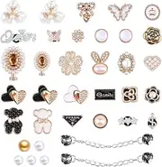 [SAEHAEYEE] 36Pcs Plastic Shoe Charm Accessory Sparkle Shoe Decoration Charm, Non Fading Sandal Buckle Decoration Add Fashion for Hole Sandal