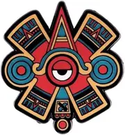 [Pinstant] Nahui Ollin Symbol Aztec Mexica Cosmology Native American South Central Fifth Sun Four Movements Quetzalcoatl Mythology Religion Eye Center Solar Ray Emanata Sigil Emblem 1.6" Enamel Pin Badge, 1.6