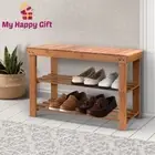 Artiss Shoe Rack Cabinet Bamboo Bench Wooden Storage Shelf Stand Organiser Stool