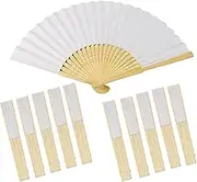 10 Pcs Handheld Foldable Bamboo Fans, Eastern Style Handheld Fan Japanese Chinese Fan for Wedding, Party Favor, Home Decoration and Children's Painting DIY Summer