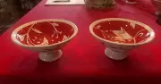 Town & Country by Fitz & Floyd Soup Bowls LOT OF 2 White with Red Sprigs