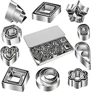 Magigift Mini Cookie Cutter Set - 30 Stainless Steel Shapes: Star, Flower, Heart, Geometric - For Pastry Dough, Pie Crust & Fondant
