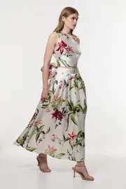 Garden Floral Twill Bow Woven Prom Skirt