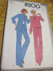 Slacks Pants Jacket Blouson 12 Simplicity 8200 Sewing Pattern UC VTG Drawstring