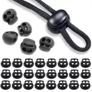 30 Pack Double Hole Spring Stopper Fastener Plastic Cord Lock End Toggle